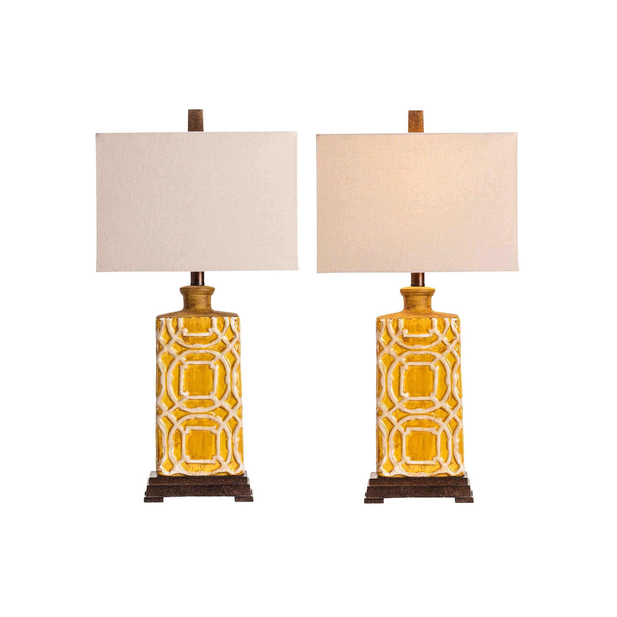 Chatham Antique Finish Table Lamp 2-piece Set, Yellow