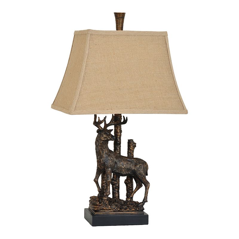 Deer Bronze Finish Table Lamp, Multicolor