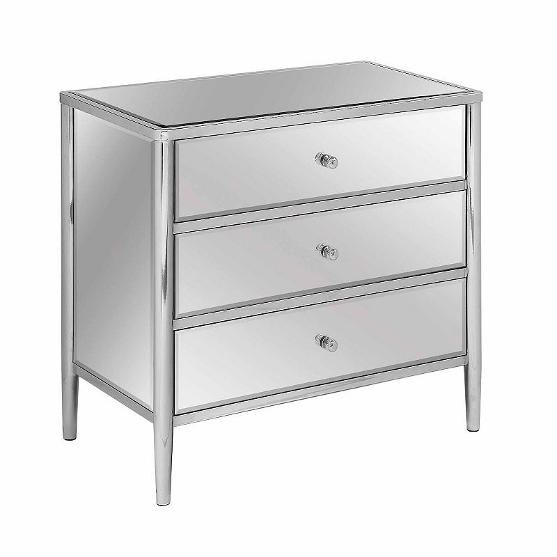 Hollywood Mirror 3-Drawer Dresser, Grey