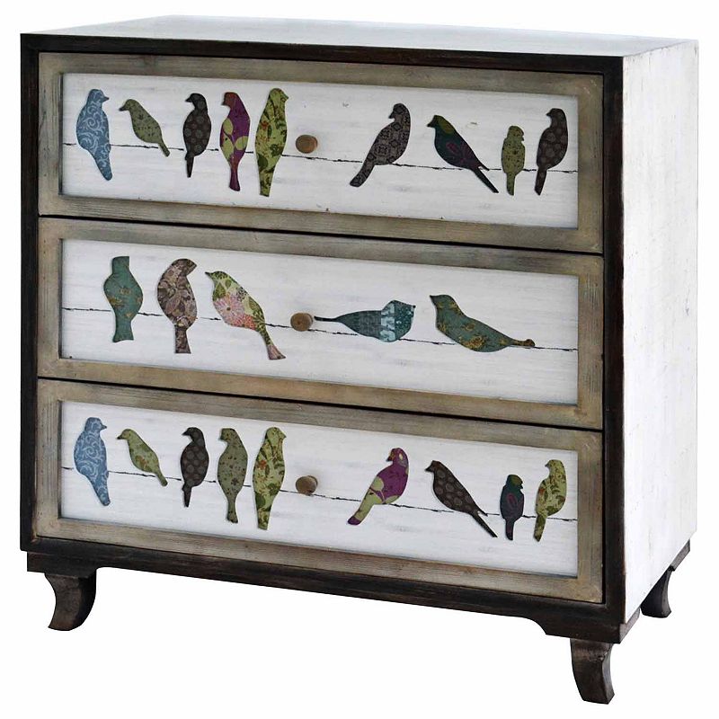 Birds on a Wire 3-Drawer Dresser, Multicolor