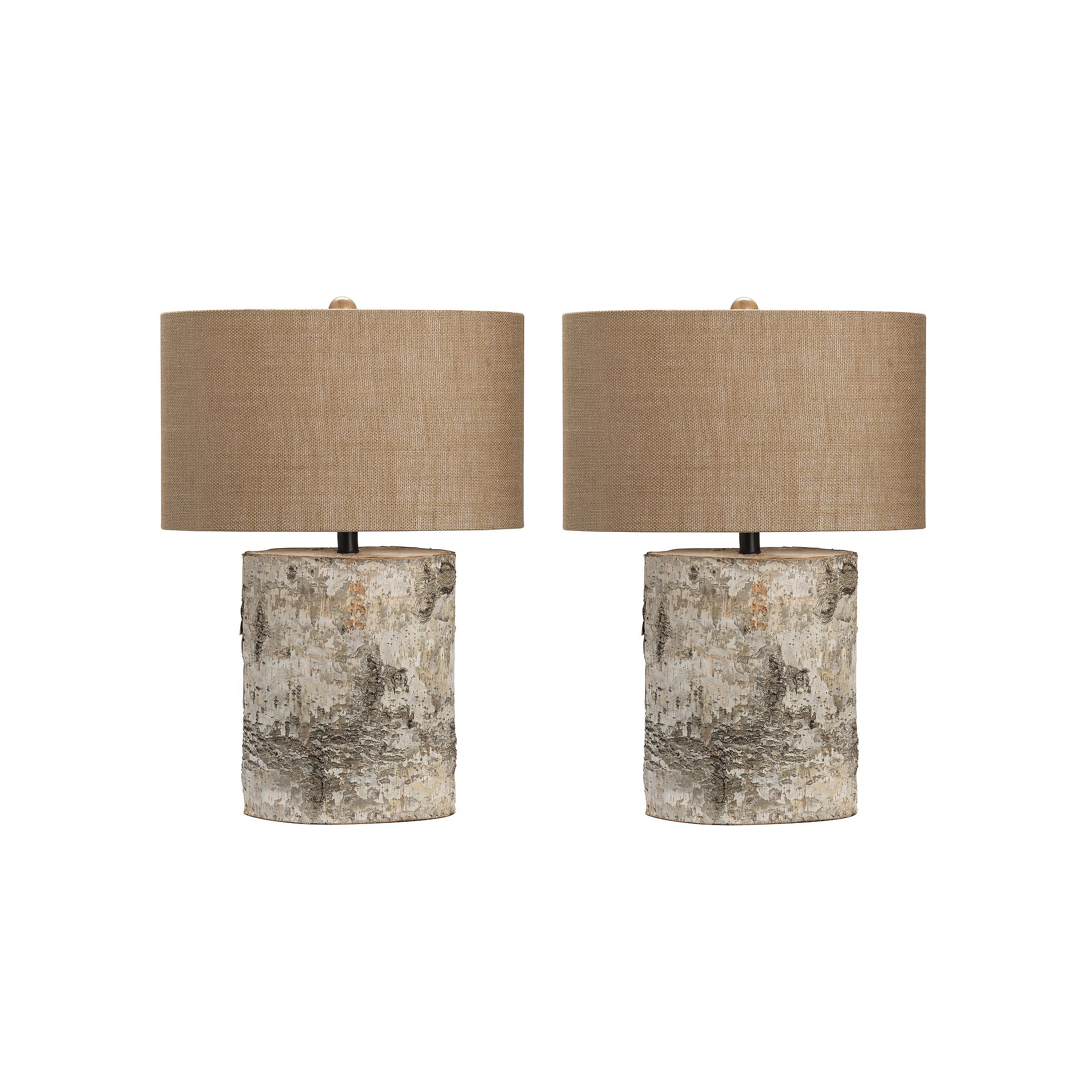 Birch Wood Table Lamp 2-piece Set, Multi