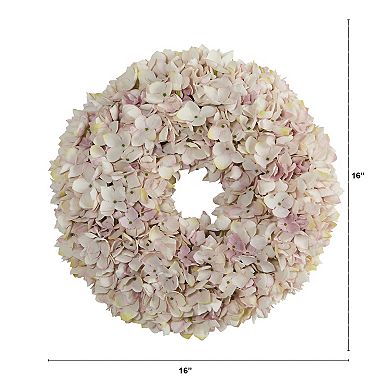nearly natural 16-in. Artificial White Hydrangea Wreath