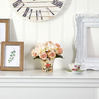 nearly natural Artificial Rose & Hydrangea Bouquet Table Decor