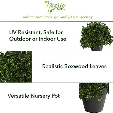 nearly natural Indoor / Outdoor Artificial Boxwood Plant Table Decor