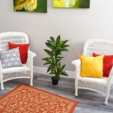 nearly natural 36" x 13" Artificial Dracaena Plant Floor Decor