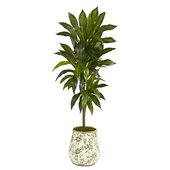nearly natural Artificial Dracaena Plant & Floral Planter Floor Decor