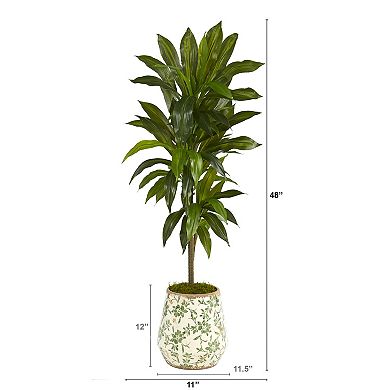 nearly natural Artificial Dracaena Plant & Floral Planter Floor Decor