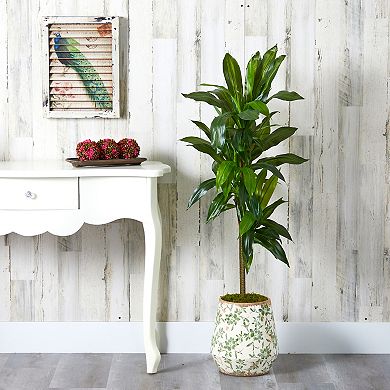 nearly natural Artificial Dracaena Plant & Floral Planter Floor Decor