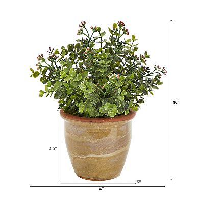 nearly natural Artificial Eucalyptus and Sedum Succulent Plant Table Decor