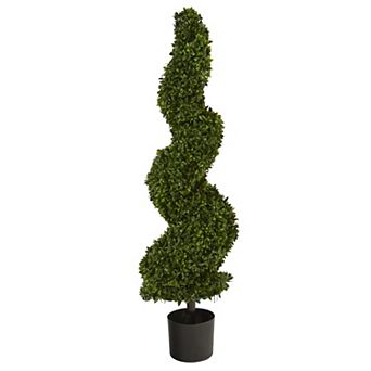nearly natural Artificial Topiary Spiral Hazel Leaf Tree Floor Decor