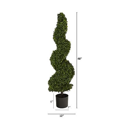 nearly natural Artificial Topiary Spiral Hazel Leaf Tree Floor Decor