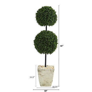 nearly natural Artificial Boxwood Double Ball Topiary Tree Floor Decor