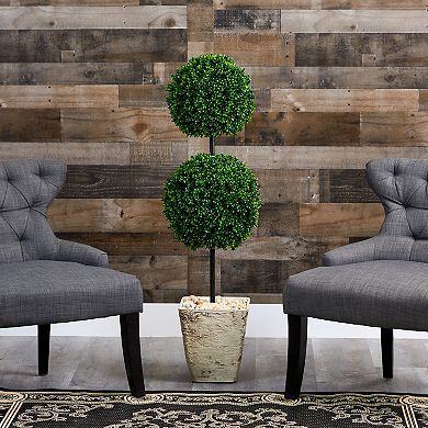 nearly natural Artificial Boxwood Double Ball Topiary Tree Floor Decor