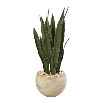 nearly natural 32" x 9" Artificial Sansevieria Plant Floor Decor