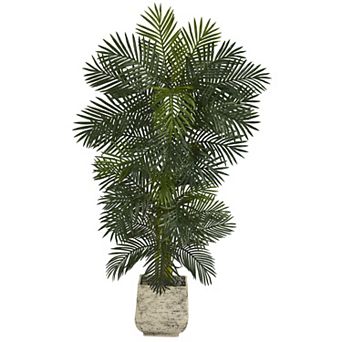 nearly natural Artificial Golden Cane Palm Tree Floor Decor