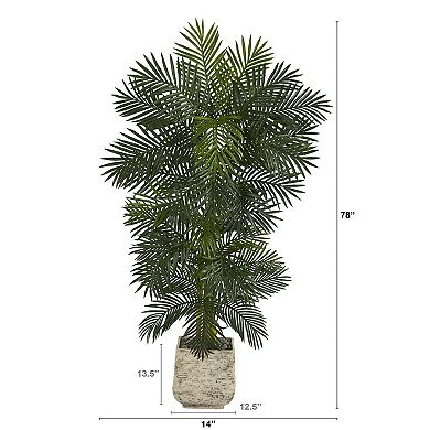 nearly natural Artificial Golden Cane Palm Tree Floor Decor