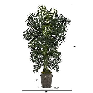 nearly natural 78" x 14" Artificial Golden Cane Palm Tree Floor Decor
