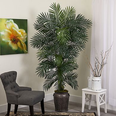 nearly natural 78" x 14" Artificial Golden Cane Palm Tree Floor Decor