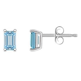 Celebration Gems 14k White Gold Emerald Cut Birthstone Stud Earrings
