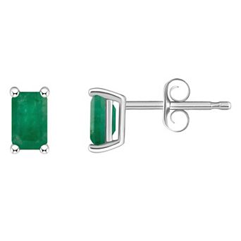 Celebration Gems 14k White Gold Emerald Cut Birthstone Stud Earrings