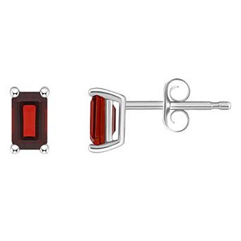 Celebration Gems 14k White Gold Emerald Cut Birthstone Stud Earrings