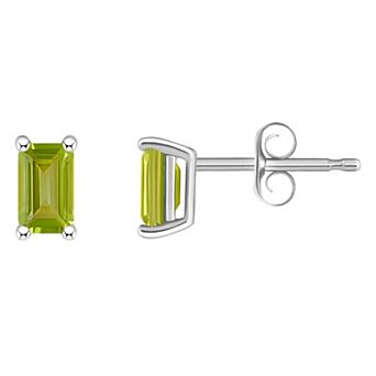 Celebration Gems 14k White Gold Emerald Cut Birthstone Stud Earrings