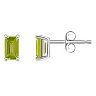 14k White Gold Emerald Cut Birthstone Stud Earrings