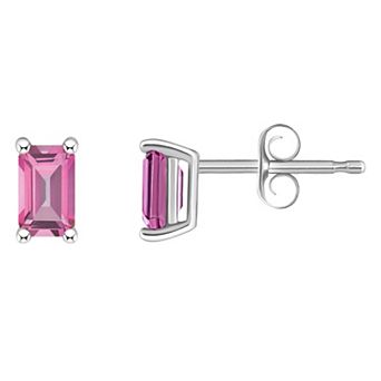 Celebration Gems 14k White Gold Emerald Cut Birthstone Stud Earrings