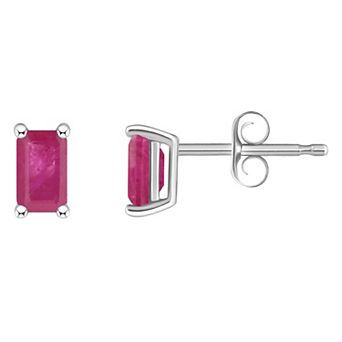 Celebration Gems 14k White Gold Emerald Cut Birthstone Stud Earrings