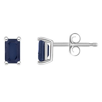 Celebration Gems 14k White Gold Emerald Cut Birthstone Stud Earrings