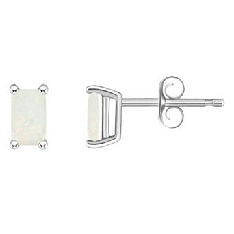Celebration Gems 14k White Gold Emerald Cut Birthstone Stud Earrings