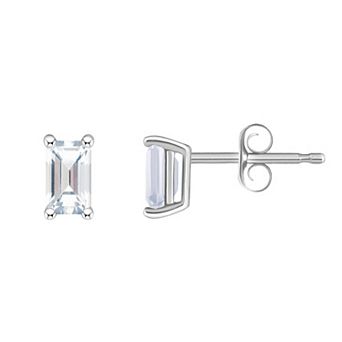 Celebration Gems 14k White Gold Emerald Cut Birthstone Stud Earrings