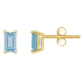 Celebration Gems 14k Gold Emerald Cut Birthstone Stud Earrings