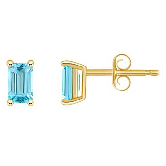 Celebration Gems 14k Gold Emerald Cut Birthstone Stud Earrings
