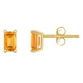 Celebration Gems 14k Gold Emerald Cut Birthstone Stud Earrings