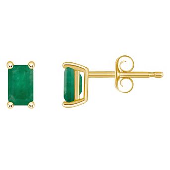 Celebration Gems 14k Gold Emerald Cut Birthstone Stud Earrings