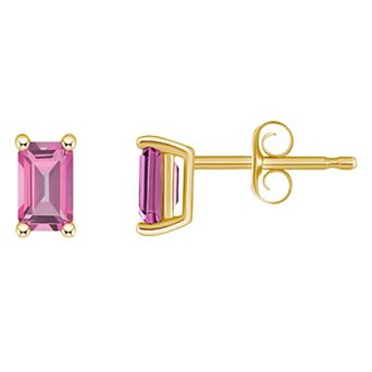Celebration Gems 14k Gold Emerald Cut Birthstone Stud Earrings