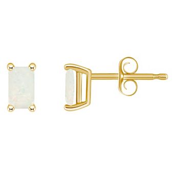 Celebration Gems 14k Gold Emerald Cut Birthstone Stud Earrings