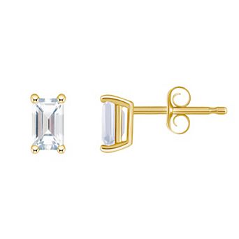Celebration Gems 14k Gold Emerald Cut Birthstone Stud Earrings