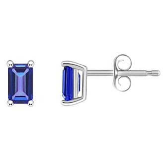 14k Gold Emerald Cut Tanzanite Stud Earrings