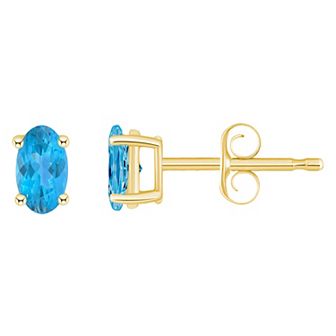 Celebration Gems 14k Gold Oval Birthstone Stud Earrings