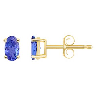 Celebration Gems 14k Gold Oval Tanzanite Stud Earrings