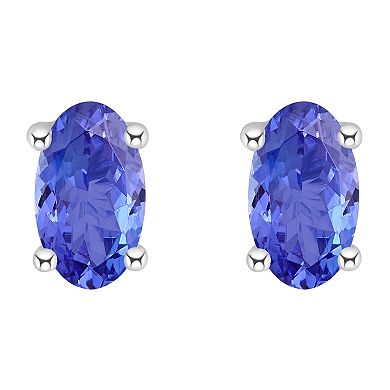 14k Gold Oval Tanzanite Stud Earrings