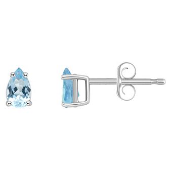 Celebration Gems 14k White Gold Pear Shape Birthstone Stud Earrings