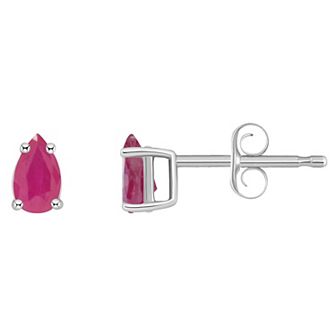 14k White Gold Pear Shape Birthstone Stud Earrings