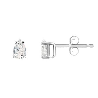 Celebration Gems 14k White Gold Pear Shape Birthstone Stud Earrings