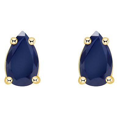 14k Gold Pear Shape Birthstone Stud Earrings