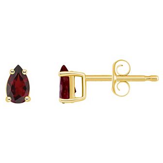 14k Gold Pear Shape Birthstone Stud Earrings