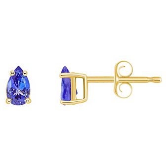 14k Gold Pear Shape Tanzanite Stud Earrings