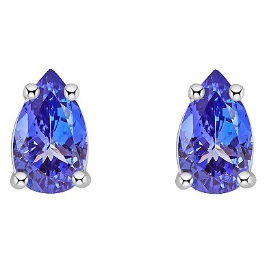 14k Gold Pear Shape Tanzanite Stud Earrings
